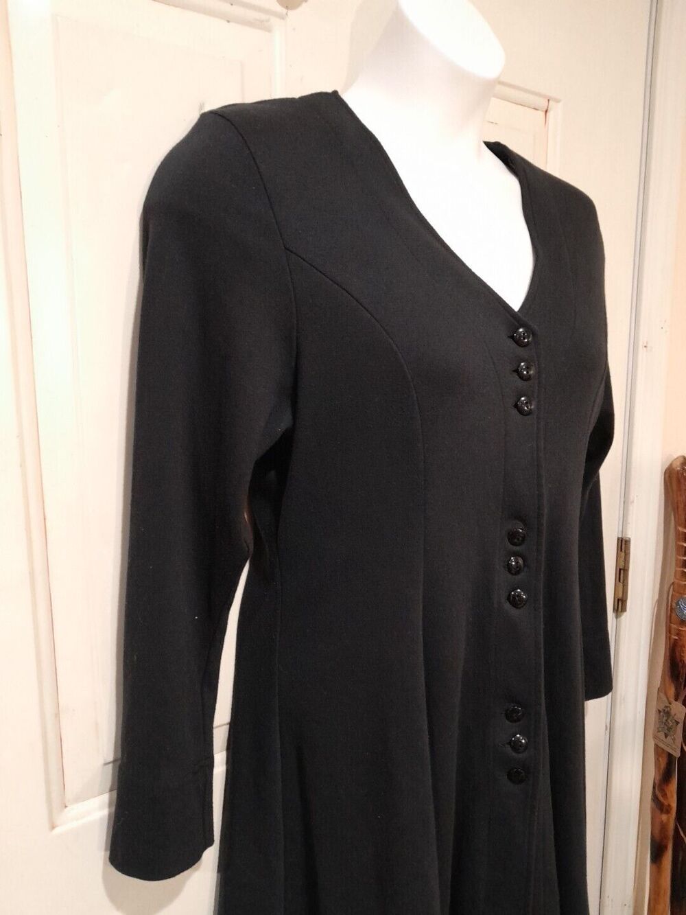 Weekender Black Dress, Buttons, Stretch, Pleated  Sz Sm